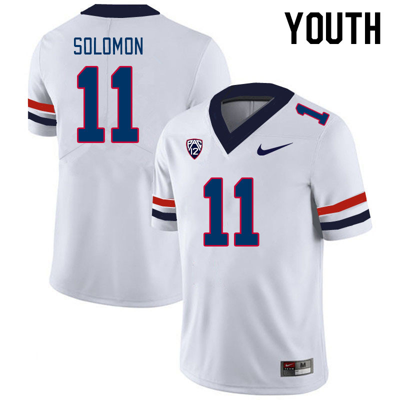 Youth #11 Anthony Solomon Arizona Wildcats College Football Jerseys Stitched-White - Click Image to Close